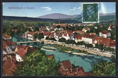 AK Gernsbach i. Murgtal, Teilansicht mit Brücke