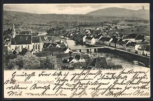 AK Gernsbach /Murgthal, Teilansicht mit Kirche