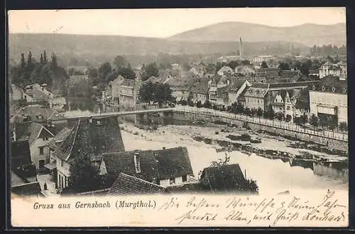 AK Gernsbach /Murgthal, Teilansicht mit Brücke