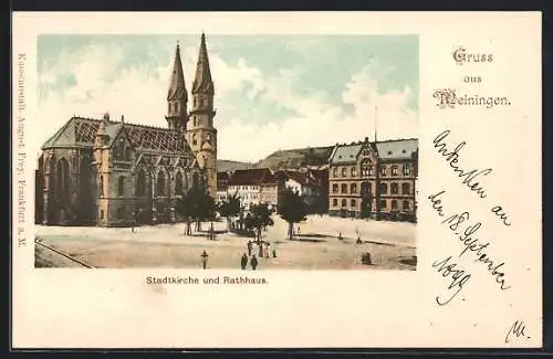 AK Meiningen, Stadtkirche und Rathaus