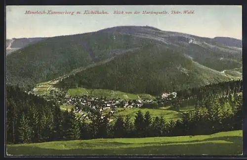 AK Manebach-Kammerberg, Blick von der Marienquelle im Thür. Wald mit Kickelhahn