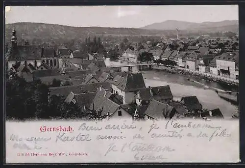 AK Gernsbach, Teilansicht mit Kirche