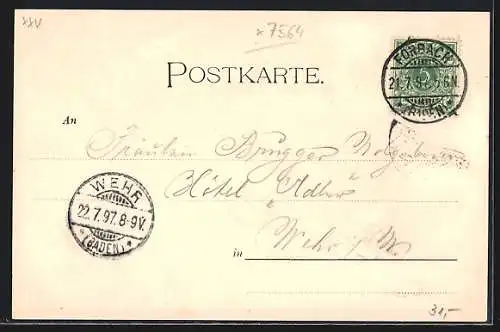 AK Forbach, Teilansicht des Ortes im Murgtal um 1900