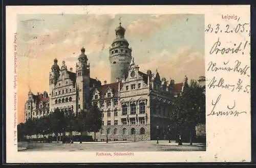 AK Leipzig, Südansicht vom Rathaus