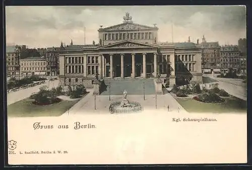 AK Berlin, Königliches Schauspielhaus mit Denkmal, Gendarmenmarkt