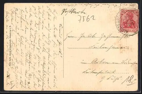 AK Gernsbach, Ortspartie aus der Vogelschau