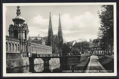 AK Dresden, Zwinger mit Kronentor und Domkirche