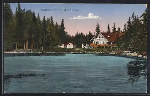 AK Arber, Wirtschaft am Arbersee vom Wasser aus gesehen