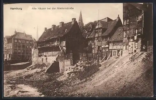 AK Hamburg, alte Häuser bei der Niedernstrasse