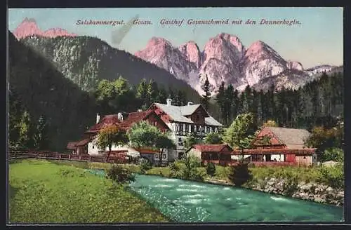 AK Gosau, Gasthof Gosauschmied mit Donnerkogeln