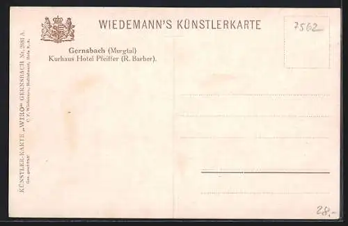 AK Gernsbach, Hotel Pfeiffer, Inh.: R. Barber