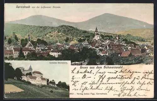 AK Gernsbach / Schwarzwald, Schloss Eberstein, Panorama