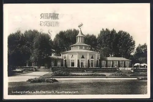 AK Ludwigshafen a. Rh., Blick auf das Hauptrestaurant im Ebertpark