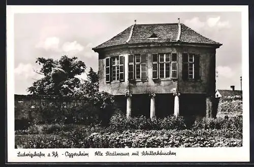 AK Ludwigshafen-Oggersheim / Rhein, Alte Stadtmauer mit Schillerhäuschen