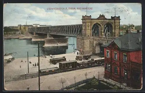 AK Ludwigshafen / Rhein, Partie an der Rheinbrücke