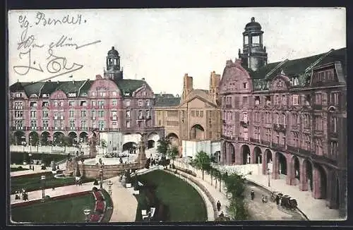 AK Mannheim, Jubiläums-Ausstellung 1907, die Arkadenhäuser am Friedrichsplatz