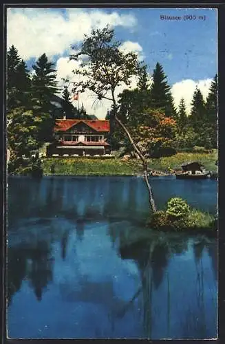 AK Kandersteg, Blausee, Gasthaus am Seeufer