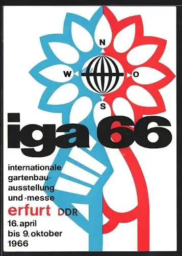 AK Erfurt, Internationale Gartenbau-Ausstellung und -Messe vom 16. April bis 9. Oktober 1966, Symbol der iga 66