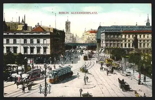 AK Berlin, Strassenbahn am Alexanderplatz