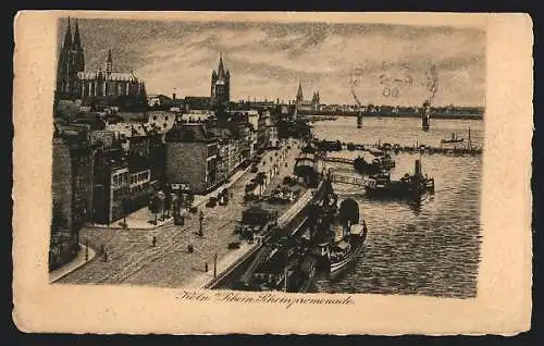 Künstler-AK Köln a. Rhein, Rheinpromenade