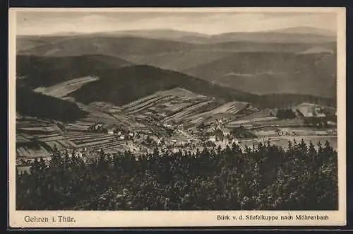 AK Gehren i. Thür., Blick von der Stiefelkuppe nach Möhrenbach