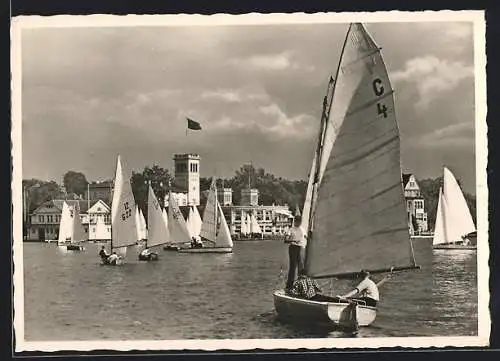 AK Hamburg-Uhlenhorst, Gasthaus Fährhaus und Segelschiffe