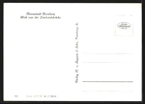 AK Hamburg-Neustadt, Blick von der Lombardsbrücke
