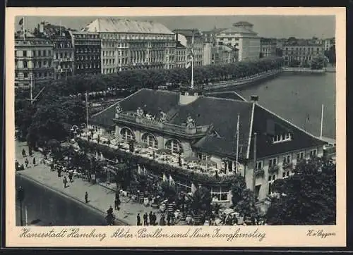 AK Hamburg-Neustadt, Alster-Pavillon und Neuer Jungfernsteig