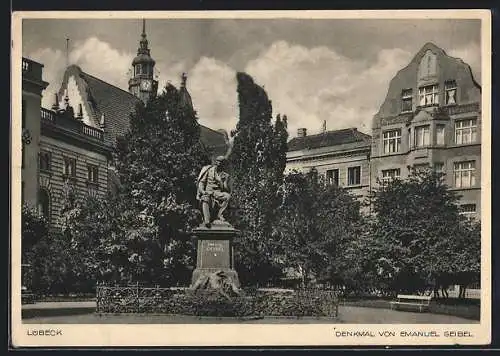 AK Lübeck, Denkmal von Emanuel Geibel