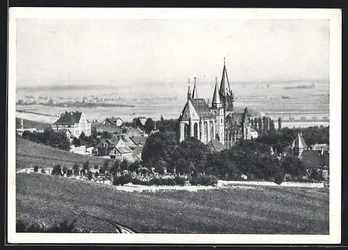 AK Oppenheim /Rheinhessen, Kirche St. Katharinen mit Blick in den Wonnegau