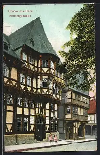 AK Goslar, Marktstrasse mit Polizeigebäude