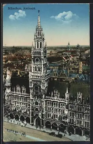 AK München-Au, Rathaus aus der Vogelschau