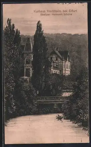 AK Erfurt-Hochheim, Kurhaus Hochheim mit Brücke