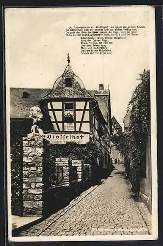 AK Rüdesheim am Rhein, Blick auf Drosselhof in der Drosselgasse