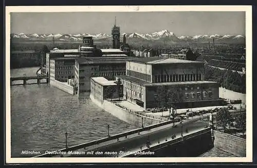 AK München, Deutsches Museum mit den neuen Studiengebäuden