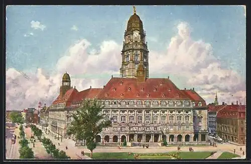 AK Dresden, Blick auf das neues Rathaus