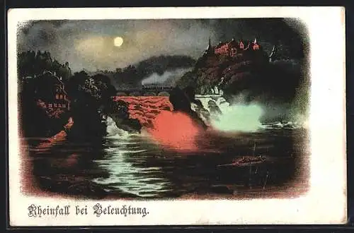 AK Schaffhausen, Rheinfall bei Beleuchtung