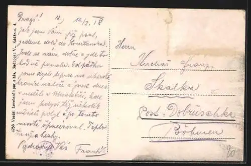 AK Munkacs, Latorca hid, Brücke mit Fluss