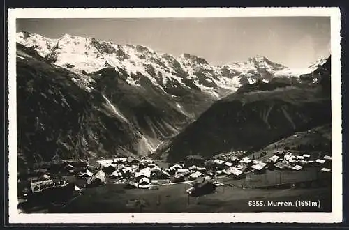 AK Mürren, Ortspanorama mit Alpen