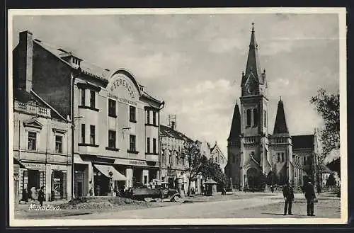 AK Mukacevo, Strassenpartie mit Kirche