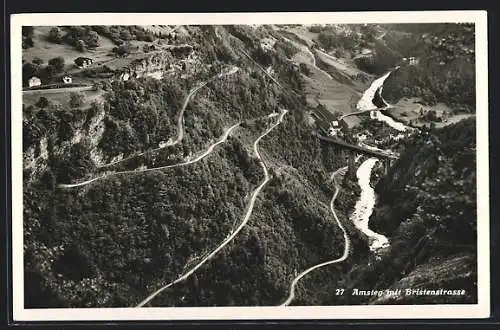 AK Amsteg, Panorama mit Bristenstrasse