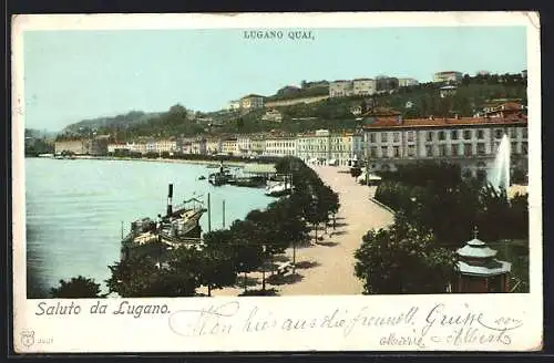 AK Lugano, Quai aus der Vogelschau