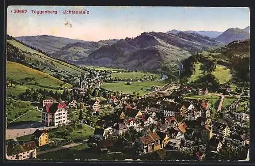 AK Lichtensteig /Toggenburg, Teilansicht mit Bergen