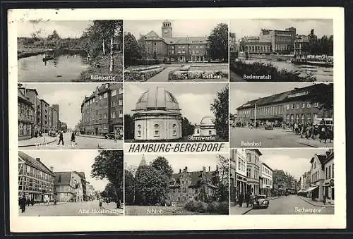 AK Hamburg-Bergedorf, Sternwarte, Badeanstalt, Sachsentor, Bahnhof