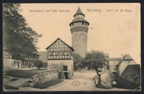 AK Nürnberg, Partie auf der Burg Vestnertor und tiefer Brunnen