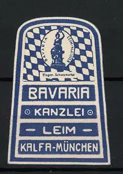 Reklamemarke München, Bavaria Kanzlei Leim, Bavaria-Statue