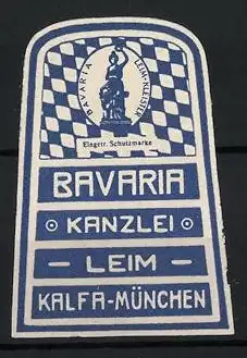 Reklamemarke München, Bavaria Kanzlei Leim Kalfa, Bavaria Statue