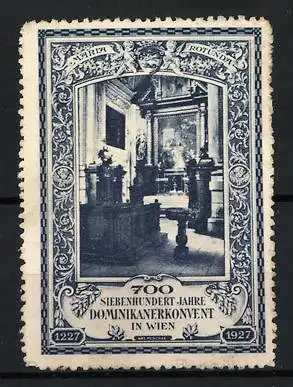 Reklamemarke Wien, 700 Jahre Dominikanerkonvent 1227-1927, Innenansicht