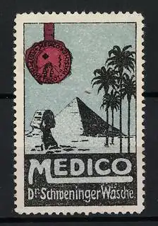 Reklamemarke Medico Dr. Schwenninger Wäsche, Pyramide von Giseh in Ägypten