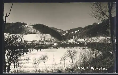 AK Anger, Panorama mit Kirche im Winter